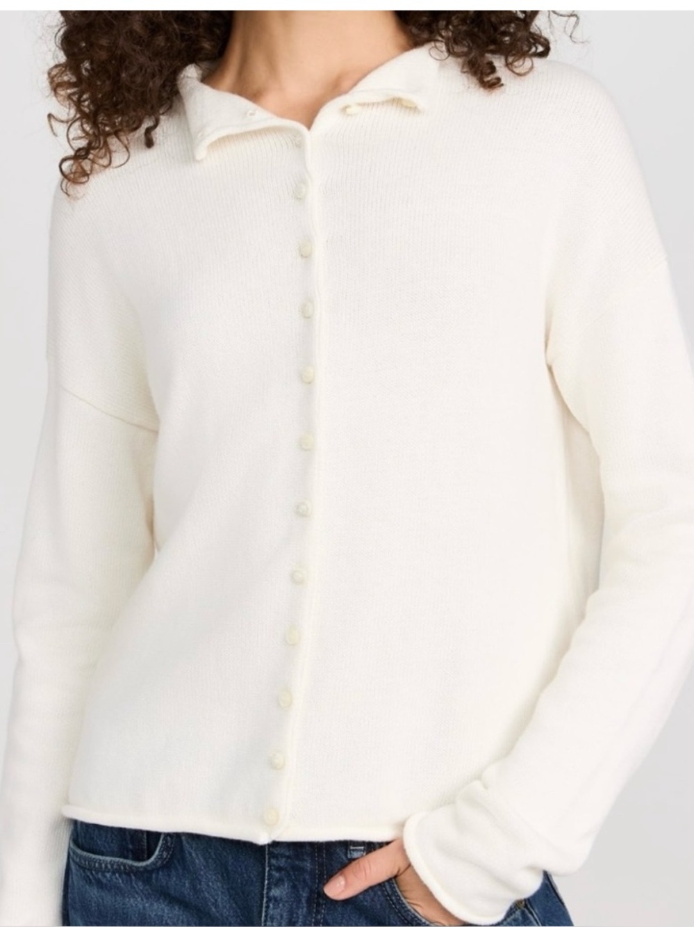 Alex Mill Ivory Taylor Rollneck Cashmere Cotton Cardigan Small